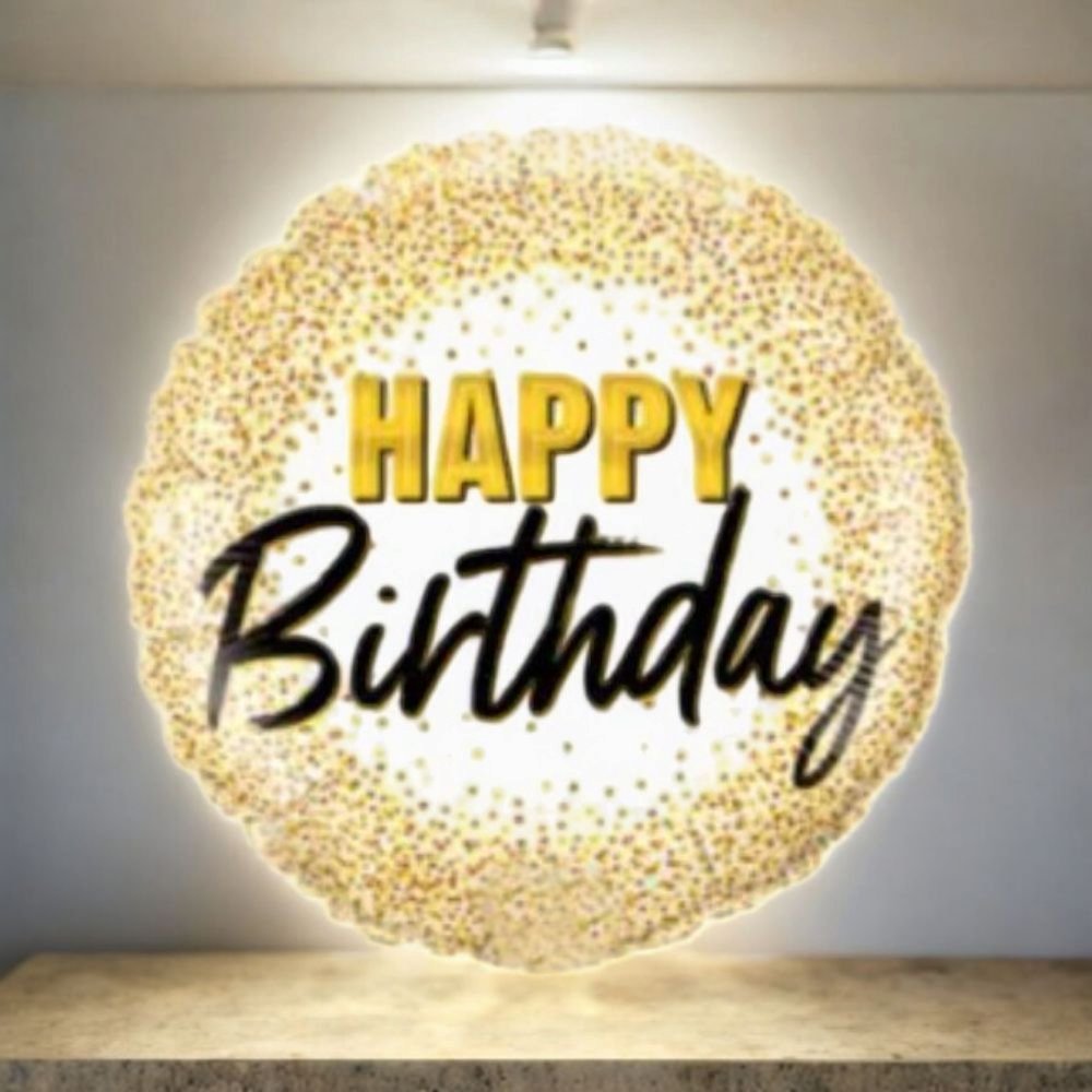 Happy Birthday Gold Glitter Dots Balloon - Image 4
