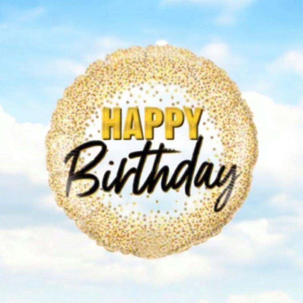 Happy Birthday Gold Glitter Dots Balloon - Image 2