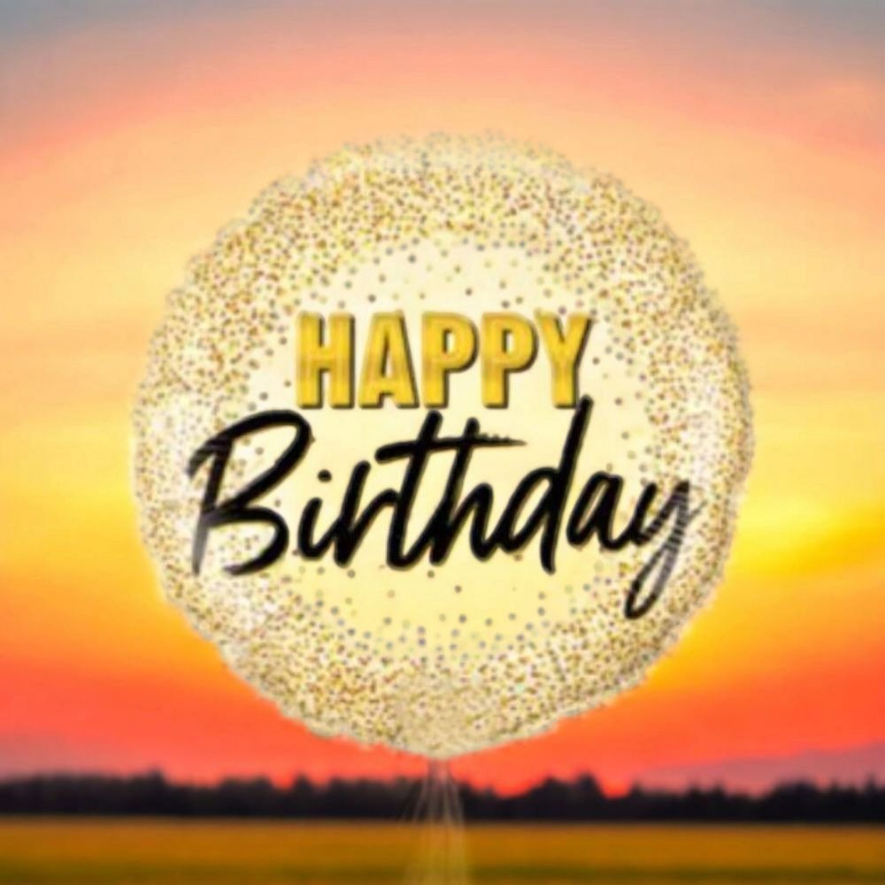 Happy Birthday Gold Glitter Dots Balloon - Image 3