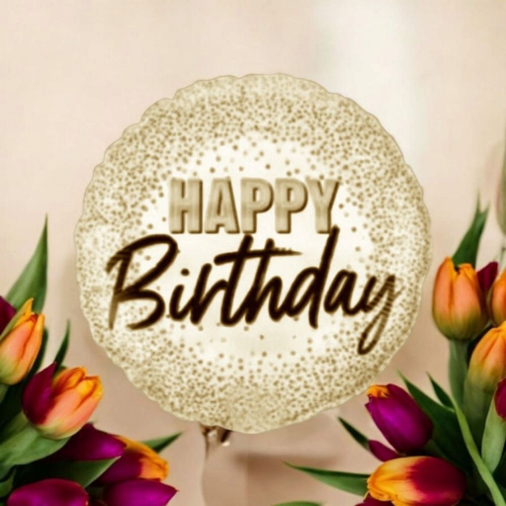 Happy Birthday Gold Glitter Dots Balloon - Image 5