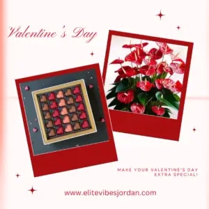 Red Anthurium with Bousheyeh's Valentine's Chocolate Box (450gm)